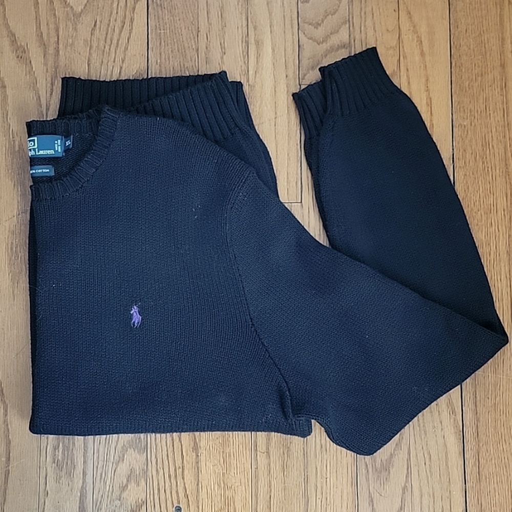 Polo by Ralph Lauren, Black, 100% cotton Sweater, Size XL